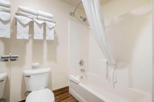 特劳特代尔Comfort Inn Troutdale-Portland East的白色的浴室设有卫生间和浴缸。