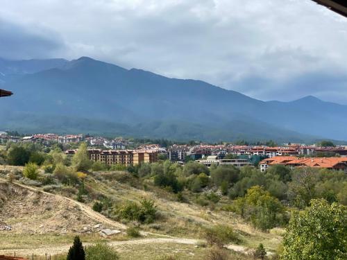 班斯科Bansko St Ivan Rilski Luxury Apartment 4 stars Free SPA & Mineral water的享有以山为背景的城市美景