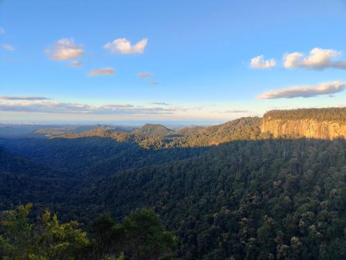 春溪斯布林布鲁克故事书住宿加早餐旅馆的享有森林地区和山脉的景色