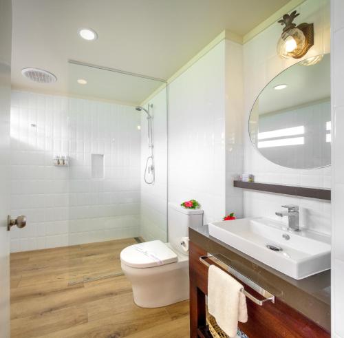 南迪斐济盖特威酒店的一间带水槽、卫生间和镜子的浴室