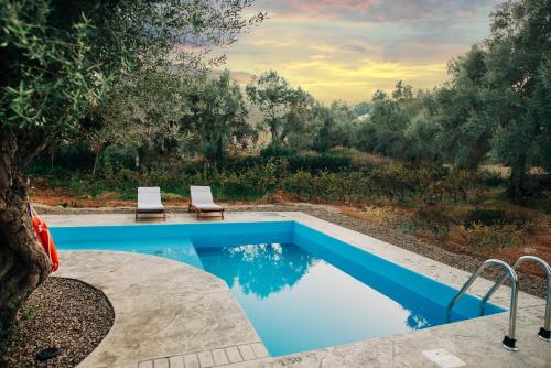 雷夫卡达镇Villa di Vino的游泳池旁设有2把躺椅