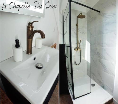 敦刻尔克La Chapelle du Quai的一间带水槽和淋浴的浴室