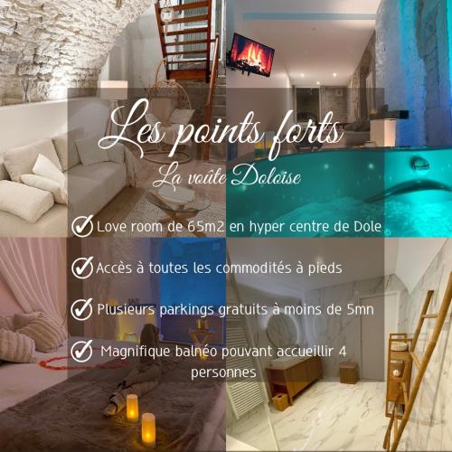 多勒La voute Doloise - Love room & spa的客厅照片的拼合