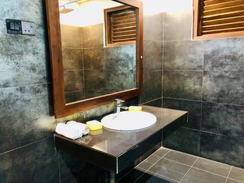 丹不拉丹布拉石拱门住宿加早餐旅馆的一间带水槽和镜子的浴室