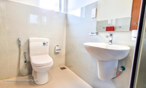 科伦坡Luxurious 2 bedroom apartment - Ariyana Resort Apartments -Athurugiriya的一间带卫生间和水槽的浴室