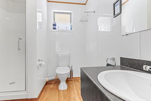 瓦纳卡ASURE布鲁克韦尔汽车旅馆的白色的浴室设有水槽和卫生间。