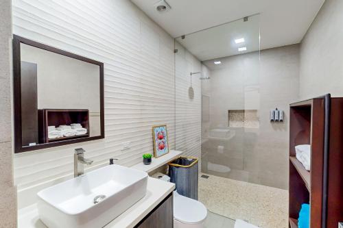 巴希利托Studio 54的一间带水槽、卫生间和淋浴的浴室