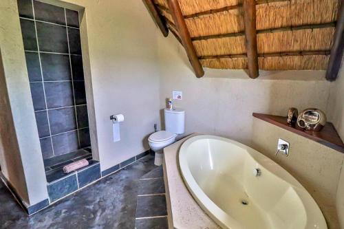 玛洛斯帕克Luxury Kruger Escape的带浴缸和卫生间的浴室。