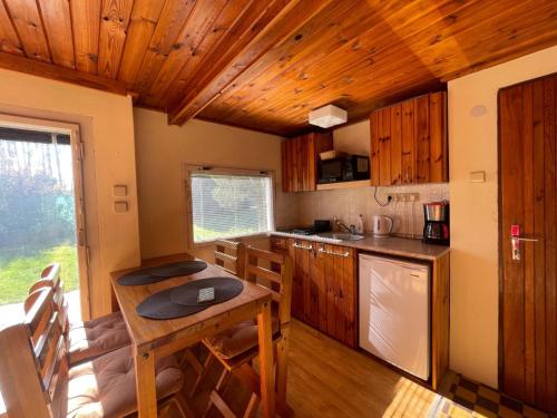 Planá nad LužnicíHoliday Home Zhorska by Interhome的一个带木制橱柜和桌子的厨房