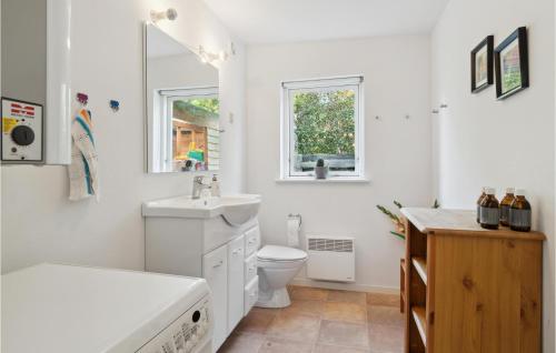 科瑟Amazing Home In Korsr With Kitchen的白色的浴室设有水槽和卫生间。