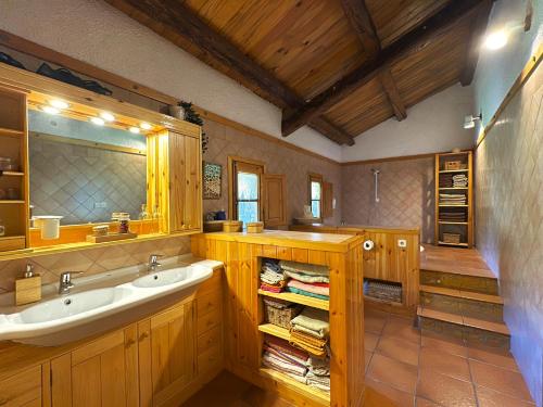 拉加玛艾佩德拉Molí de Dalt的一间带水槽和镜子的浴室