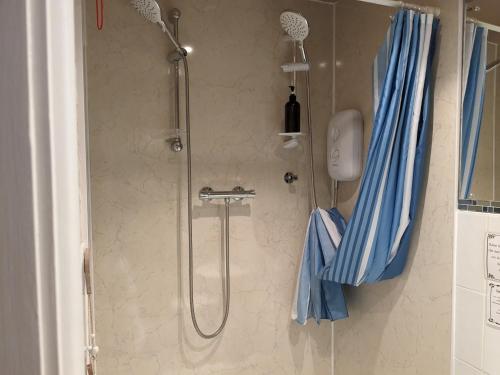 惠特比The Board Inn - Lealholm的浴室内配有淋浴和头顶淋浴