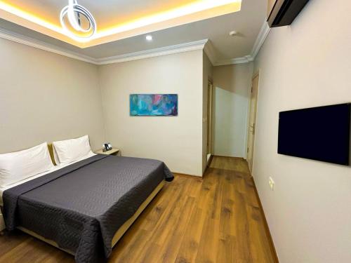 伊斯坦布尔Sisli House By Remar Holding的一间卧室配有一张床和一台平面电视