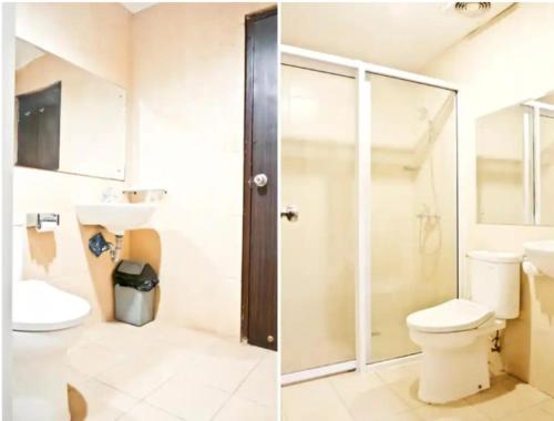 北干巴鲁STEFANI MAKATI HOTEL的一间带卫生间和淋浴的浴室
