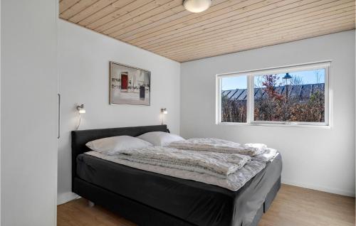 埃斯比约Stunning Home In Esbjerg V With Kitchen的一间卧室配有一张黑色床和窗户