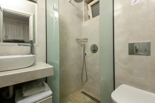 克里斯阿穆迪亚Villa Niti的带淋浴和盥洗盆的浴室