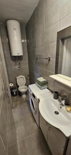 莱斯科瓦茨Apartman Sen's的浴室配有白色水槽和卫生间。