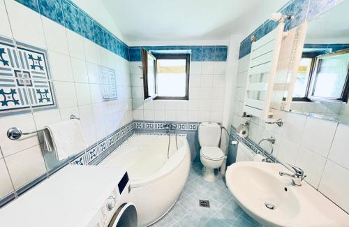 锡纳亚Vila Titulescu的带浴缸、卫生间和盥洗盆的浴室