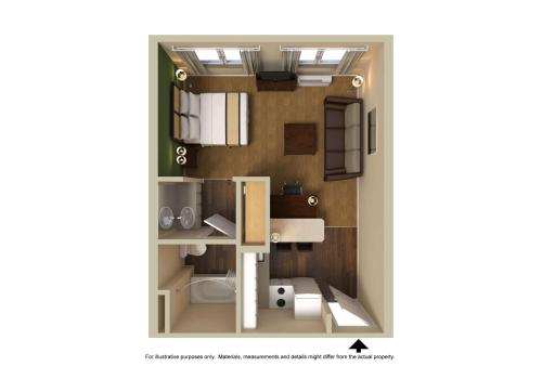杰克逊维尔美国长居公寓 - 杰克逊维尔 - 维尔贝梅的一间小浴室的平面图,浴室内设有厕所