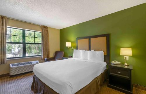 坦帕美国长居酒店 - 坦帕 - 机场 - 云杉街的一间设有大床和窗户的酒店客房