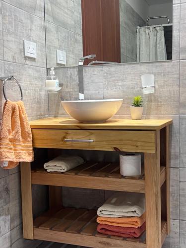 罗萨里奥Depto acogedor, moderno y espacioso的浴室设有碗水槽和台面