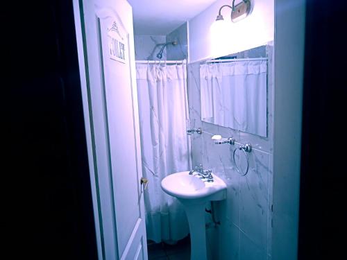 特来凡林La palmera的白色的浴室设有水槽和淋浴。