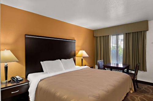 圣乔治南布拉夫品质酒店的酒店客房设有一张大床和一张书桌。