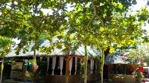 邦劳蒂基岛天堂度假村的花草屋顶的房子