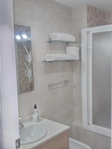奇尔切斯Atico Duplex 1ª的一间带水槽、淋浴和镜子的浴室