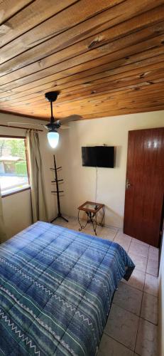 萨纳Casa no Arraial do Sana的一间卧室配有一张床和一台平面电视
