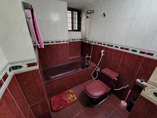 达卡Dhanmondi Furnished Lake View Apartment的一间带卫生间和浴缸的浴室