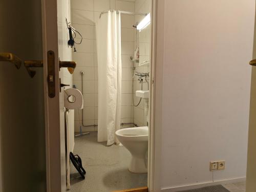 图尔库Heaven Hostel的一间带卫生间和水槽的浴室