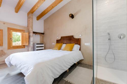 科斯提克斯Cal Tio 2 Agroturismo YourHouse的一间卧室设有一张大床和淋浴