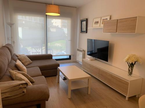 巴约讷Acogedor apartamento en Baiona的带沙发和电视的客厅