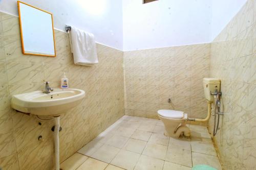 DhanwārSaalwood Safari Lodge的一间带水槽和卫生间的浴室