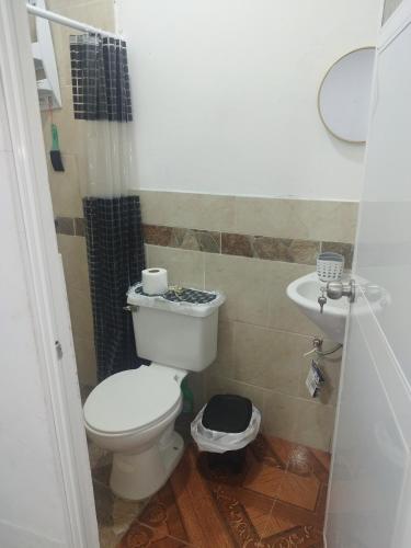 曼塔Mini Suite的一间带卫生间和水槽的浴室