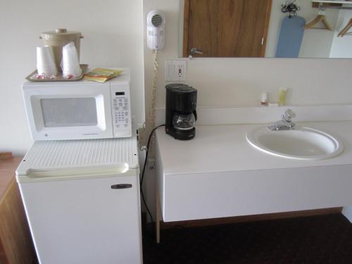 JackmanBishops Country Inn Motel的厨房配有微波炉和水槽