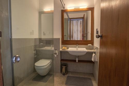 埃拉恩罗克酒店的一间带卫生间、水槽和镜子的浴室