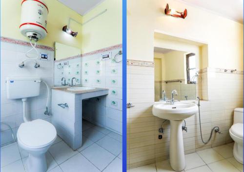 列城Guest House Naazh的浴室的两张照片,配有卫生间和水槽