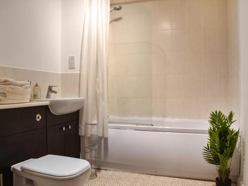 阿伯丁Hammerman Holiday Escape的带浴缸、卫生间和盥洗盆的浴室