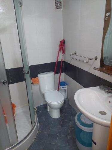 伊夫兰Apartement Charmante a Ifrane的一间带卫生间和水槽的浴室