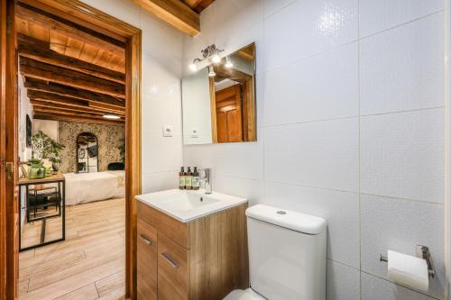 马德里AP Plaza de España 11的浴室配有白色卫生间和盥洗盆。