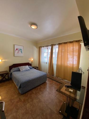 圣地亚哥AH Teatinos的一间卧室配有一张床和一台电视