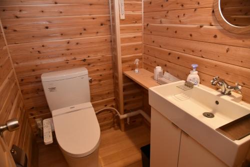 原村ペンション イメージハウス的一间带卫生间和水槽的浴室