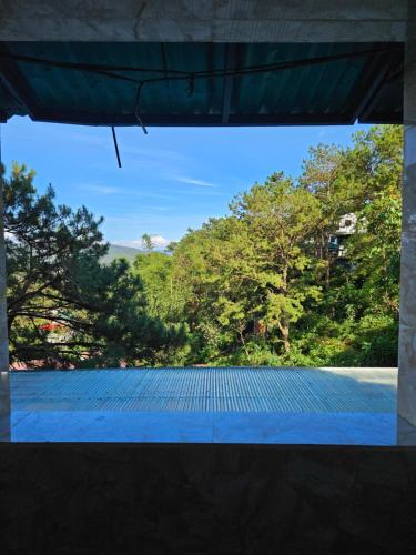 碧瑶The Gather Inn Room Rentals - Baguio City的从树木繁茂的建筑的窗户上可欣赏到风景