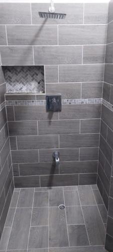 CarriacouIhola's Nest的浴室设有灰色瓷砖淋浴。