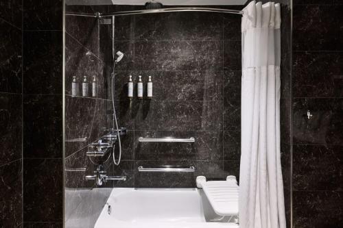 新奥尔良AC Hotel by Marriott New Orleans French Quarter的带淋浴、浴缸和卫生间的浴室