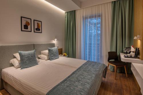 多博戈科Cardoner Hotel és Konferenciaközpont的酒店客房设有床和窗户。