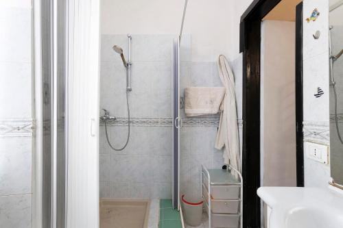 斯培西亚Cà di Mimmo的带淋浴和盥洗盆的浴室