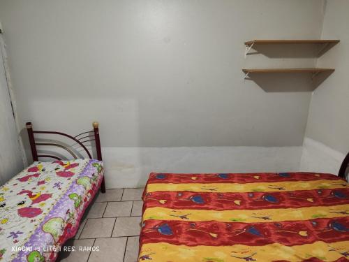 托雷斯Residencial Ramos的一间小卧室,配有床和书架